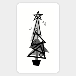 Mid-Century Christmas Tree ( gray scale ) Magnet